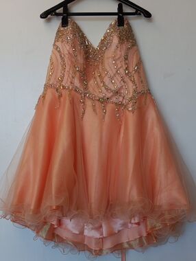 Peach Sequin A-Line Mini Dress